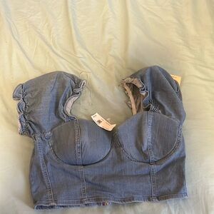 Jean crop top shirt. New, never worn tags still on